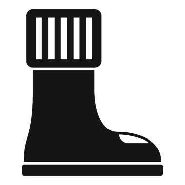 Çizgili çizgili su geçirmez lastik botun basit vektörü, yağmur ayakkabılarını temsil etmek için ideal.