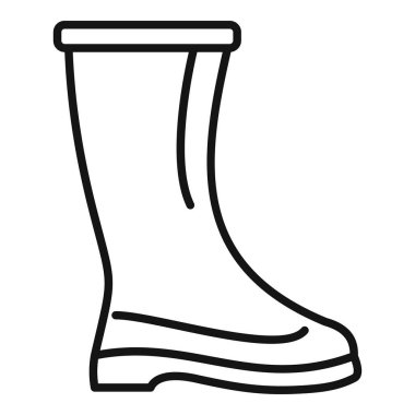 Kauçuk çizmeyi temsil eden siyah taslak simgesi, tipik olarak ayak koruması gerektiren bahçe veya açık hava aktivitelerinde kullanılır.