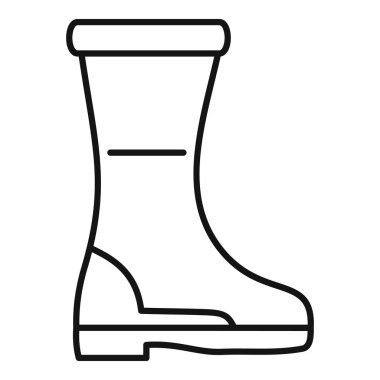 Yağmurlu havalarda bahçe işleri veya yürüyüş için su geçirmez lastik botların basit vektör simgesi