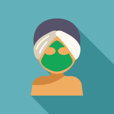 Havlu takan ve yeşil maskeli bir kadın kaplıcada dinleniyor.