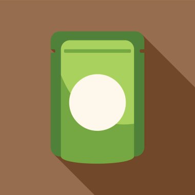 Yuvarlak etiketli yeşil doyuma paketi ayakta, gıda ürünleri için ambalaj