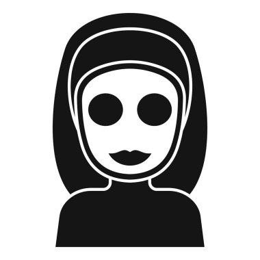 Yüz tedavisi için kozmetik maske takan bir kadının basit vektör simgesi