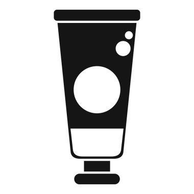 Kapağında duran, beyaz arkaplanda izole edilmiş bir tüpün basit vektör simgesi