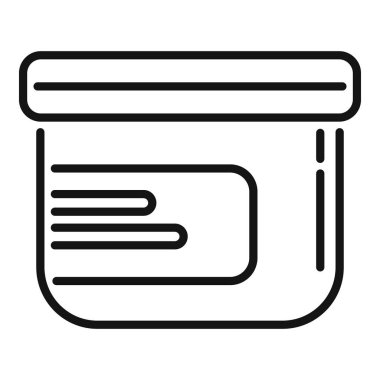 Yiyecek depolamak için boş etiketi olan plastik bir kabın basit vektör simgesi