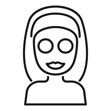 Kozmetik maske takan bir kadının çizgi çizimi güzellik ve sağlık teması için idealdir.