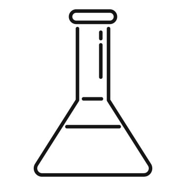 Kimyasal bir şişenin basit çizgi sanat simgesi, genellikle laboratuarlarda deneylerde kullanılır.