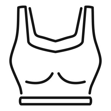 Spor sutyenini temsil eden basit siyah çizgi vektör simgesi fitness, spor giyim ve aktif yaşam tarzlarıyla ilgili projeler için mükemmel.