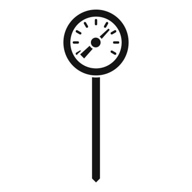 Artan sıcaklığı gösteren analog termometrenin basit siyah ve beyaz vektör simgesi