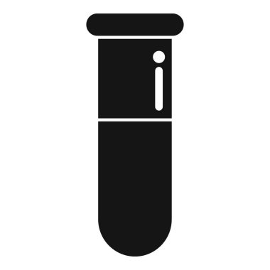 Basit ve cesur, bu siyah beyaz ikon tıbbi analizi ve laboratuvar sonuçlarını sembolize eden bir kan test tüpünü temsil ediyor.