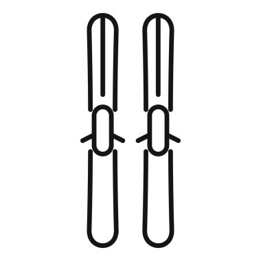 Kar üzerinde kayak yapmak için bir çift dağ kayağını temsil eden basit siyah ve beyaz vektör simgesi