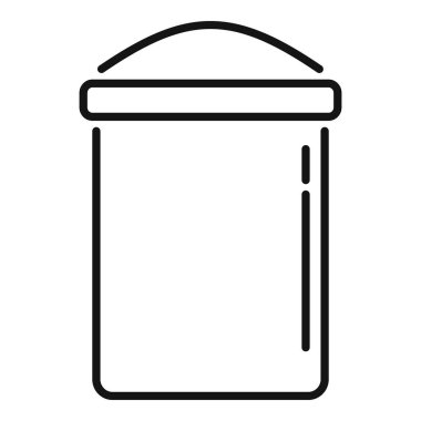 Toplu malzemeler için sapı olan kapalı bir dikdörtgen konteynırın basit dış hat simgesi