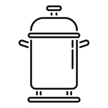 Fırının tepesinde pişen bir tencerenin basit çizgi vektörü