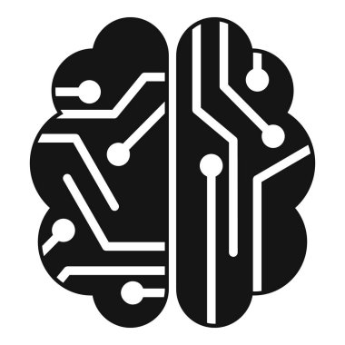 Yapay zekayı temsil eden devre kartı desenli elektronik beyin.
