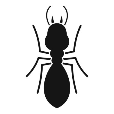 Yukarıdan bakıldığında, bir karıncanın basit siyah beyaz vektörü