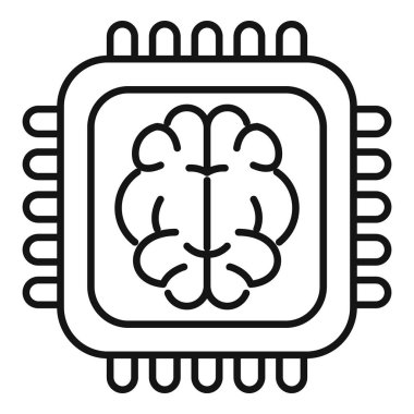Bu simge, bilgisayar çipinin içinde insan beyni kullanan yapay zeka kavramını temsil ediyor.