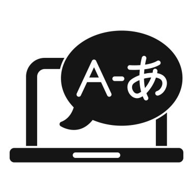 Online dil kurslarını temsil eden basit vektör illüstrasyonu, özellikle Japonlar için.
