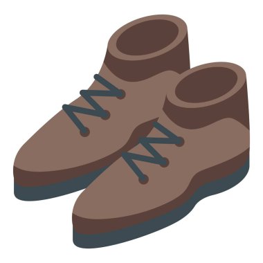 Açık hava aktiviteleri için bağcıklı bir çift kahverengi yürüyüş botunun ikonu