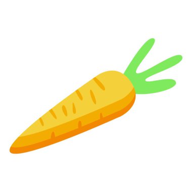 Yeşil kapaklı taze turuncu havucun bu izometrik ikonu sağlıklı yemek ve taze ürünlerle ilgili her proje için mükemmeldir.
