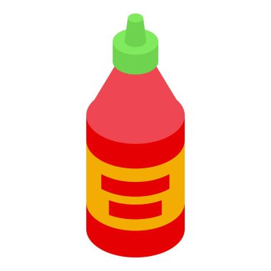 Ketçap sosu içeren kapaklı kırmızı plastik şişe. Sos depolamak için uygun ambalaj.