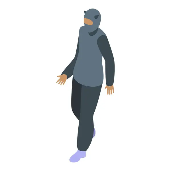 stock vector Thief wearing a balaclava is walking in an isometric view