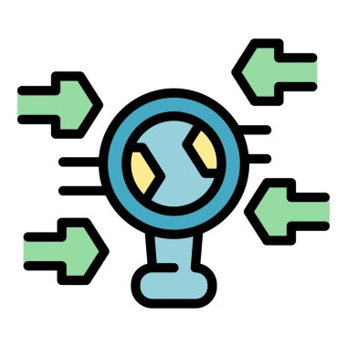 Bu simge, veri transferi ve bağlantıyı sembolize ederek merkezi sunucu merkezine akan küresel ağ trafiğini resmeder