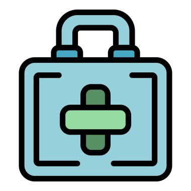 Bu renk simgesi, acil tıbbi bakım ve hazırlığı sembolize eden bir ilk yardım çantasını betimler.