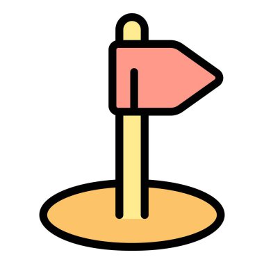 Golf sahasında delik açan pembe bir golf bayrağının simgesi.