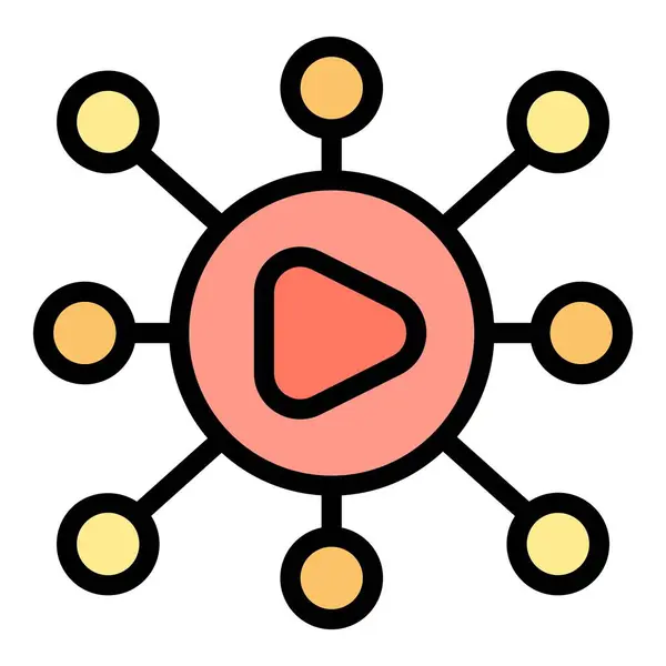 stock vector Network of connections is established around a central video player icon, representing a successful video marketing strategy