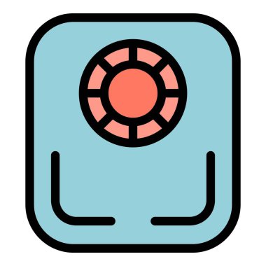 Vücut ağırlığının izlenmesi ve fitness hedeflerinin izlenmesi için bir aracı temsil eden modern dijital ölçek simgesi