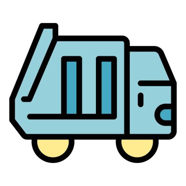 Sokaktan geçen bir çöp kamyonunun minimalist simgesi