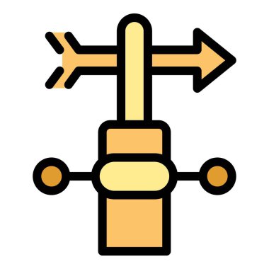 Rüzgar gülünün basit renkli simgesi rüzgar yönünü gösteriyor