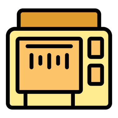 Isıtma elementi ve kontrol düğmelerine sahip basit bir konveksiyon fırını simgesi, mutfak ve cihazla ilgili tasarımlar için ideal