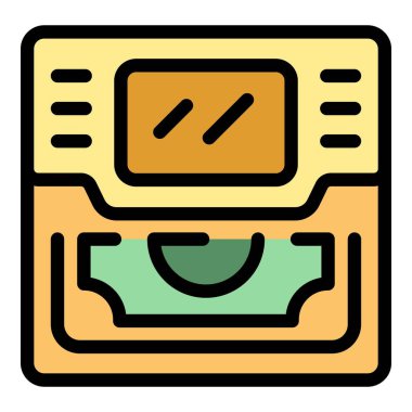 ATM para yatırmak için banknot kabul ediyor, basit tasarım simgesi