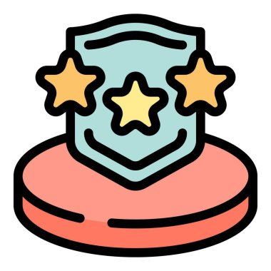 Bu renkli ikon, üç yıldızlı bir ödül kazanan bir güvenlik kalkanını temsil ediyor.