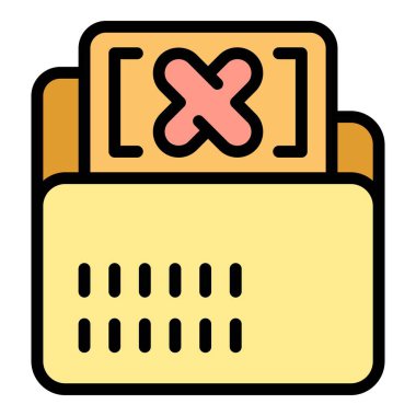 Bu vektör illüstrasyonu belirgin çapraz işaretli bir dosya dizinini gösterir, silme, hata veya veri kaldırmayı önerir