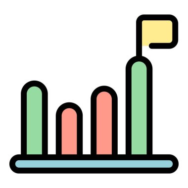 Renkli iş grafiği zirvedeki bayrağıyla pozitif eğilimi gösteriyor