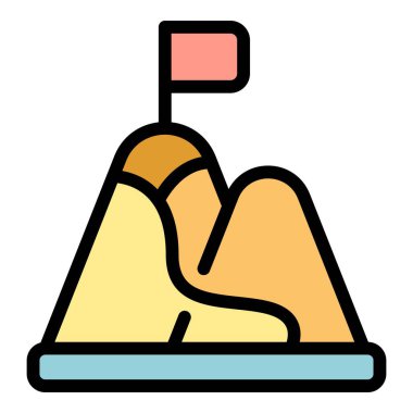 Dağ zirvesi bayrağı hedef başarısını ve başarısını gösteriyor.