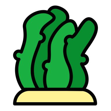 Deniz tabanında büyüyen yeşil yosunların basit simgesi