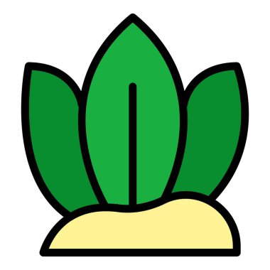 Bu basit vektör simgesi yerden büyüyen üç yeşil yaprak gösteriyor