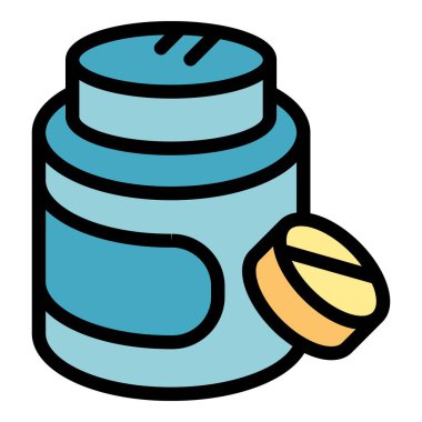 Mavi ilaç şişesi açık ve içinden bir hap çıkıyor.