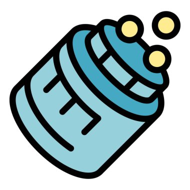 Bir uzay kapsülünün uzay boşluğunda kapağı açık yüzüşünün basit bir çizimi ve oksijen kabarcıkları yavaşça dışarı çıkıyor.