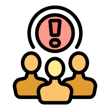 Bir grup insan, ünlem işareti altında bir sorunun çözümünü düşünüyor.