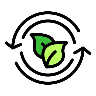 Çevresel ekonomi simgesi, çevre dostu uygulamaları ve sürdürülebilirliği temsil eden yeşil yapraklı geri dönüşüm sembolü