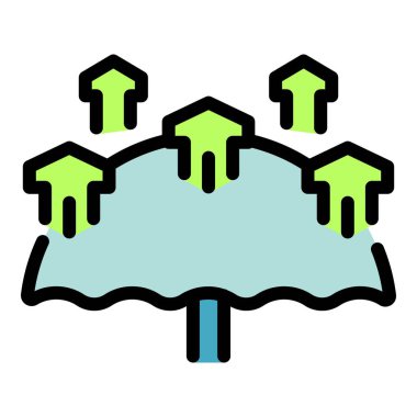 Evleri ok kaldırmaktan koruyan şemsiyeli sigorta konsepti simgesi