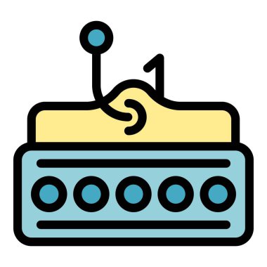 Bu renk simgesi, kancalı bir kredi kartından veri çalan sahte bir saldırıyı temsil ediyor.