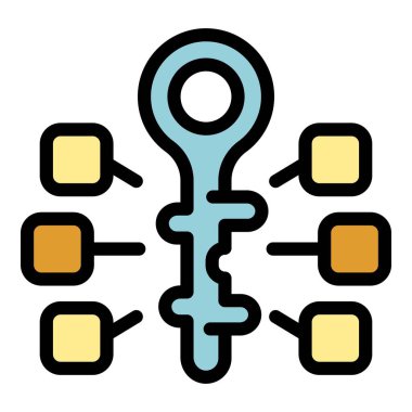 Başarı konsepti simgesi, çizgi film stili için anahtar kelime araştırma optimizasyon anahtarı