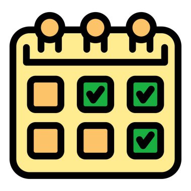 Randevular için işaretleri gösteren bir takvimin basit düz vektör çizelgesi