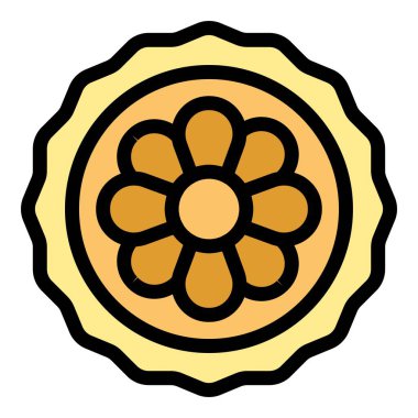 Bu vektör illüstrasyonunda, pastane logoları, yemek kitabı tarifleri ve daha fazlası için mükemmel bir çiçek süslemesi ile lezzetli yuvarlak bir turta yer alıyor.