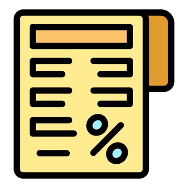 Bu vektör illüstrasyonunda, mali hesaplamalar ve vergi yükümlülüklerini sembolize eden belirgin bir yüzde sembolü olan bir vergi formu yer almaktadır.