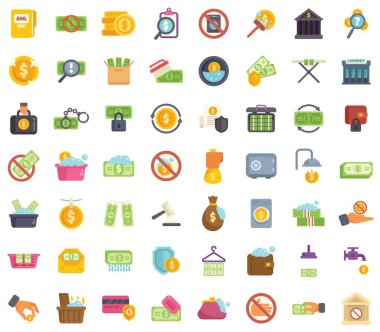 Kara para aklama şeması, yasadışı parayı kara para aklama operasyonları ikonlarıyla meşru gelir olarak saklamayı temsil ediyor.